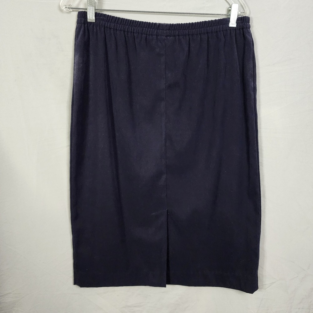 Vintage LESLIE FAY Size 8 Blue Colorblock 2pc Micro Suede Skirt Suit Collarless - Picture 10 of 14